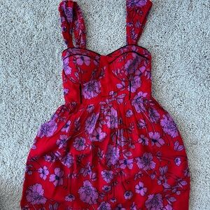 Floral Red and Purple Dress